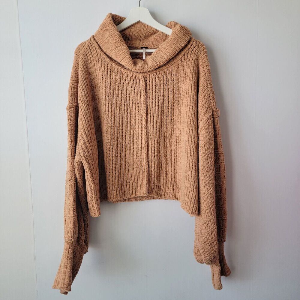 Free People Be Yours Pullover sweater sz L Cowl neck‎ Long drop shoulder sleeves
